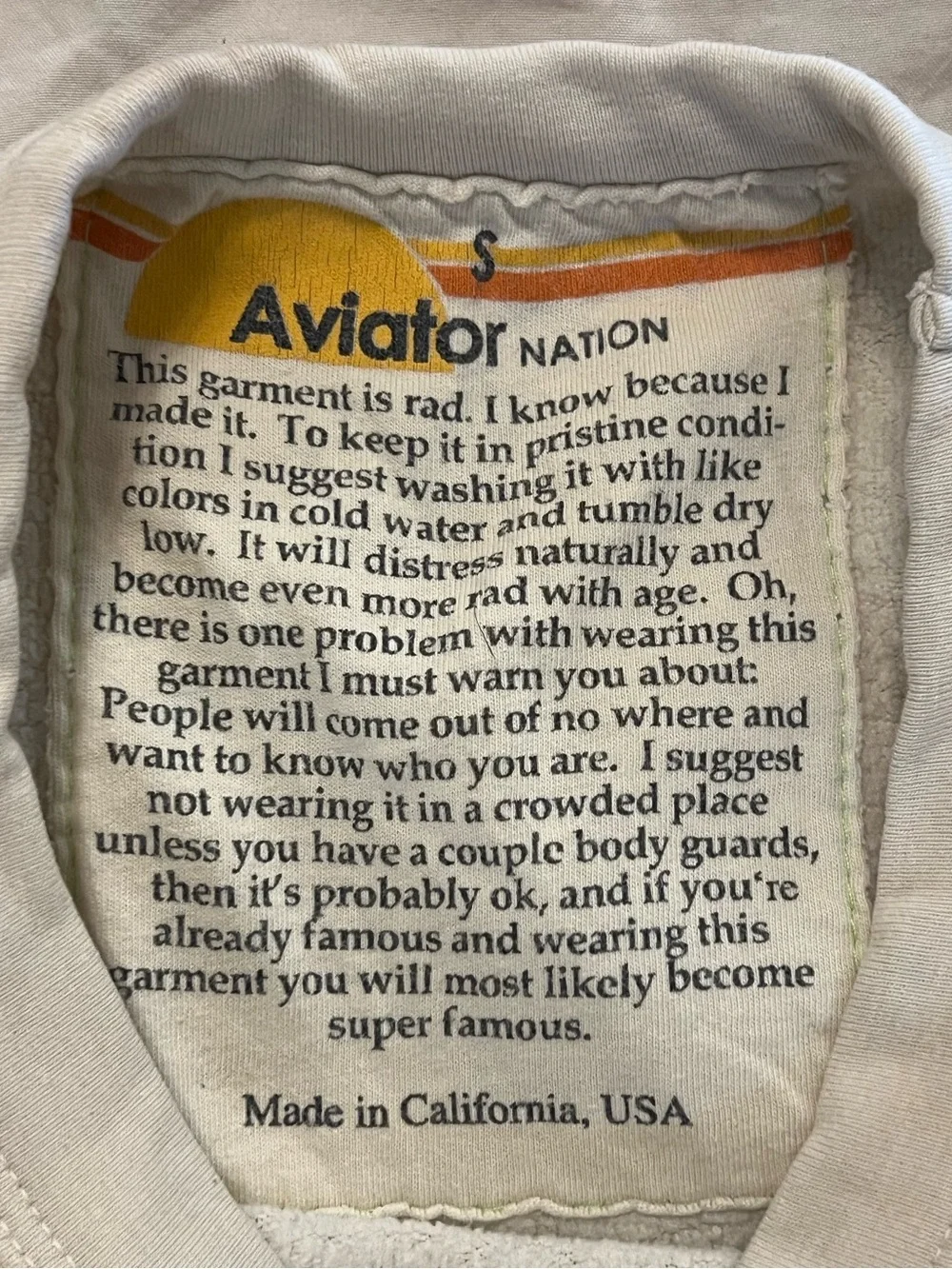 Aviator Nation Vintage White Crewneck Sweater with Retro Logo - Picture 7 of 10